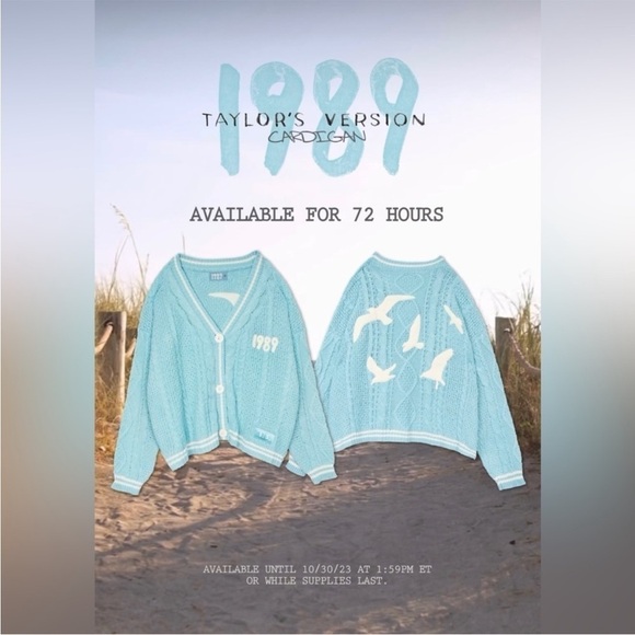 Taylor Swift 1989 Taylor’s Version Blue Cable Knit Seagull Cardigan NEW Size M/L - Picture 8 of 13